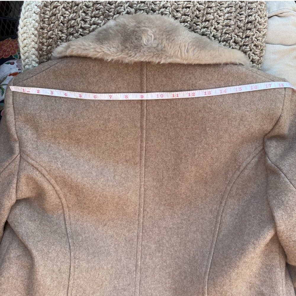 Vintage Laurentian Wool Coat Made in Canada | Faux Fur Collar Pea Coat - Picture 4 of 9